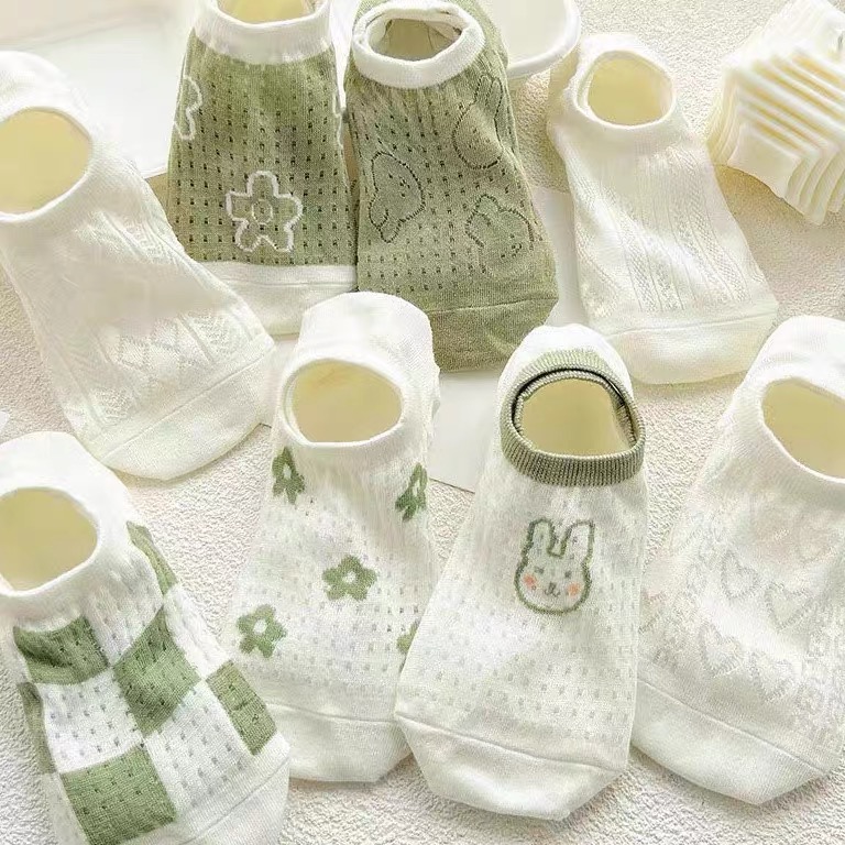 森系袜子女透气清凉春夏天镂空船袜短款隐形袜超薄透气ins潮白色