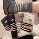 袜子女秋冬款长袜加厚保暖ins美拉德复古条纹潮百搭冬天外穿长筒