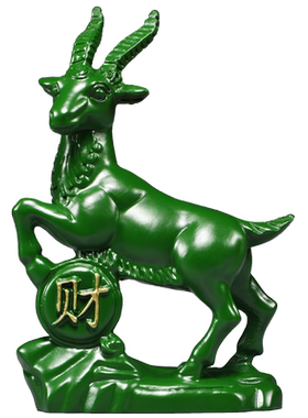 绿色木质山羊摆件木质领头羊