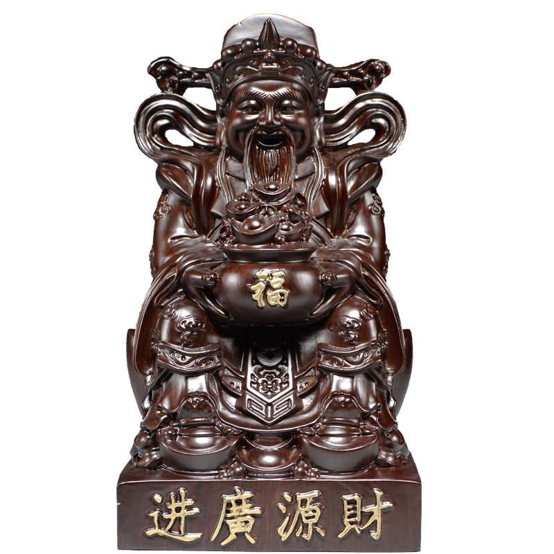 摆件祝福玄关木质财神爷木雕红木