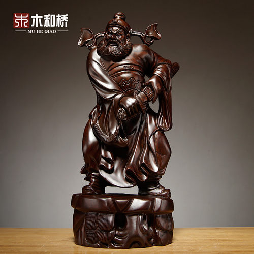 木雕神像实木质玄关祝福摆件钟馗