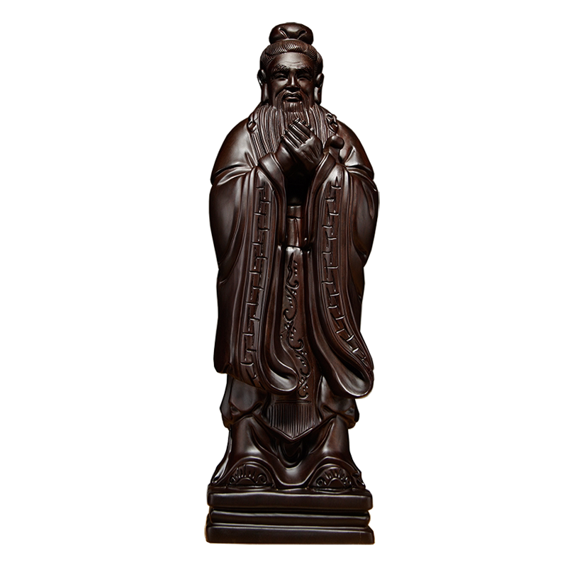 木雕玄关孔子像工艺品祝福实木质