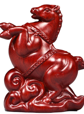 红色实木质马客厅马到成功摆件