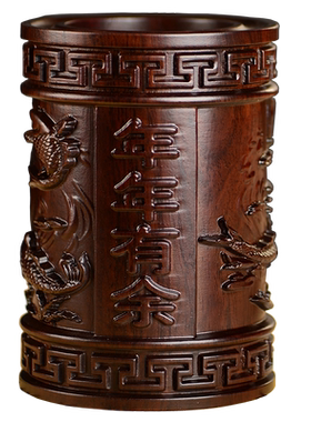 黑檀木书桌家居客厅笔筒工艺品