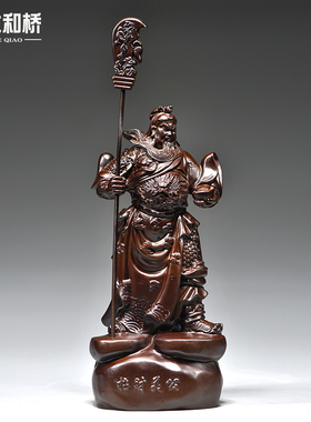 实木雕刻人物横刀客厅原创黑檀