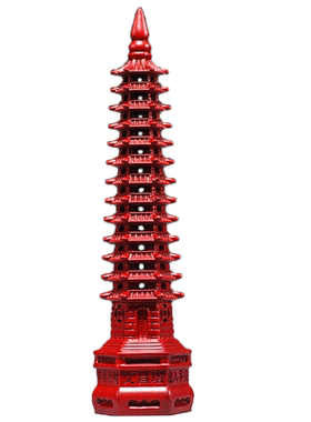 红色木雕13层文昌塔摆件实木