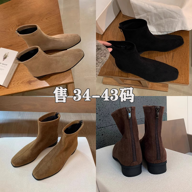 【巨显瘦】秋冬大码短靴女百搭