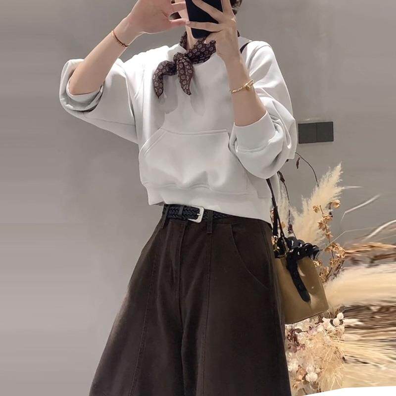 JOYIASS长袖无帽卫衣女2025新款早秋韩系氛围感穿搭上衣