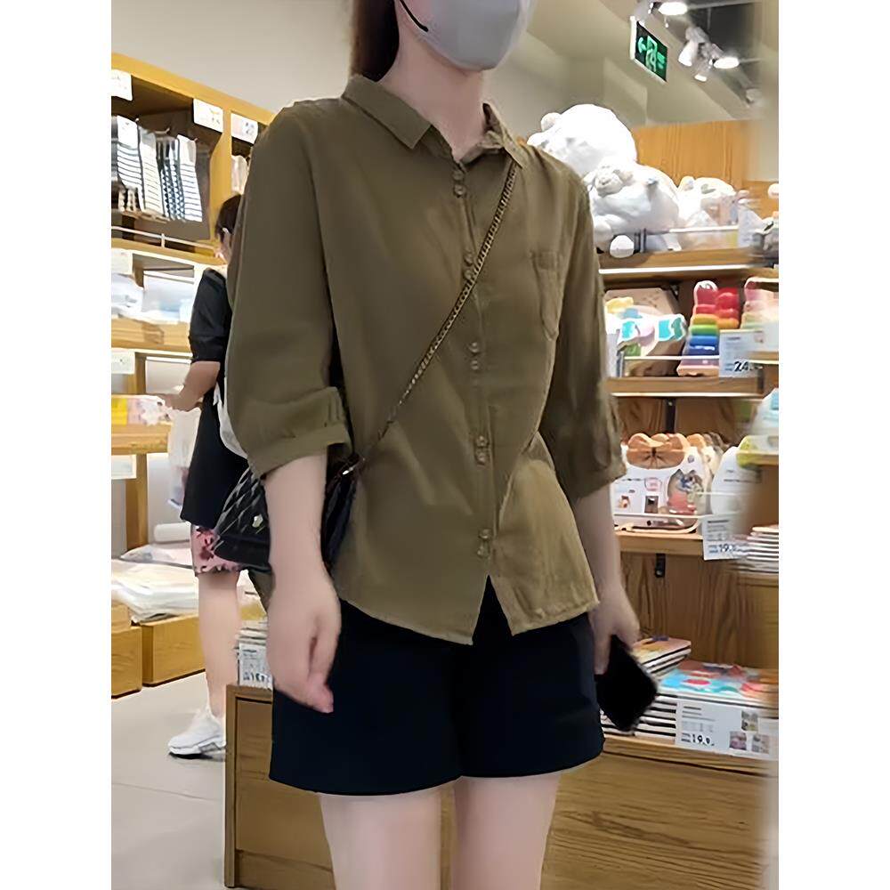 JOYIASS七分袖爆款衬衣设计感2025年春秋季新款女士衬衫半袖上衣