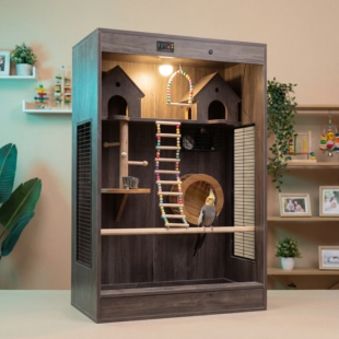 大号鸟笼鹦鹉别墅全景豪华实木生态柜灰机金刚玄凤和尚DIY架恒温