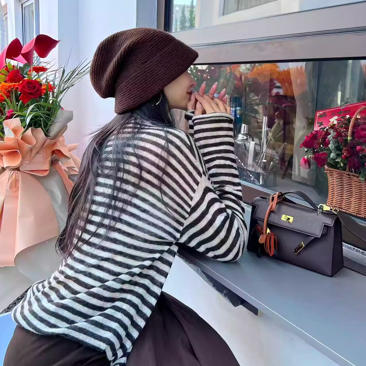 【多多还是多多】意大利进口超细羊驼毛轻盈高级感横条针织衫2539