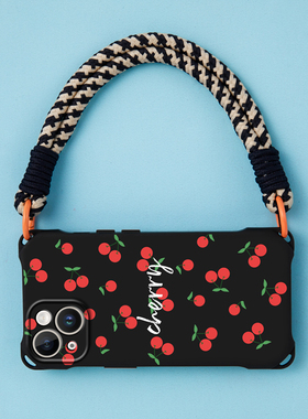 适用华为mate70pro手机壳带挂绳黑色樱桃p40pro斜跨m30手提mate50硅胶全包p60背带Pura 70pro+可背挂脖ins女