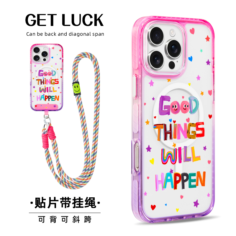 原创good things适用于苹果16promax手机壳卡通磁吸手提iphone17plus日韩渐变潮流15pro小众新款14promax挂绳