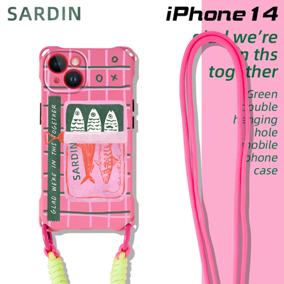 苹果斜跨硅胶卡通挂绳原创