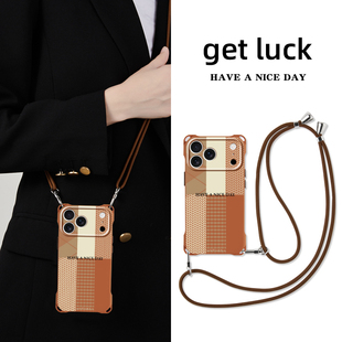 适用苹果13手机壳女新款带挂绳14promax硅胶iphone12pro斜跨背带16腕带11挂脖可背17斜背15高级感复古xs max