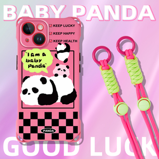 40熊猫女款 m40可爱原创 70可背新款 适用p60pro手机壳背带斜跨华为mate30粉色卡通mate60pro带挂绳全包Pura