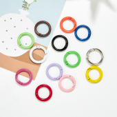 DIY饰品配件彩色烤漆弹簧圈金属开口弹簧扣圆形钥匙扣手机挂环马卡龙糖果色手机链包包挂饰连接环便捷防丢潮