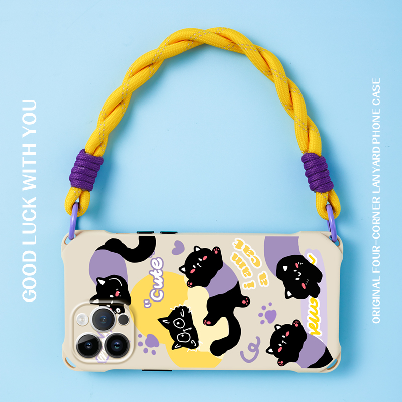 苹果挂绳硅胶卡通手提原创