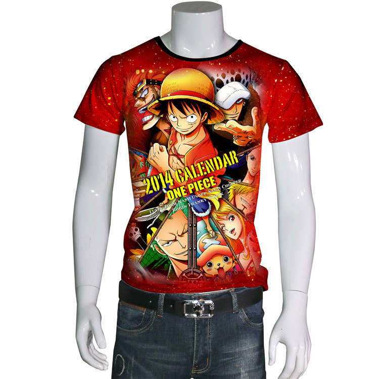 速卖通外贸服饰动漫周边海贼王3d数码印花短袖t恤衫男式衣服xa101