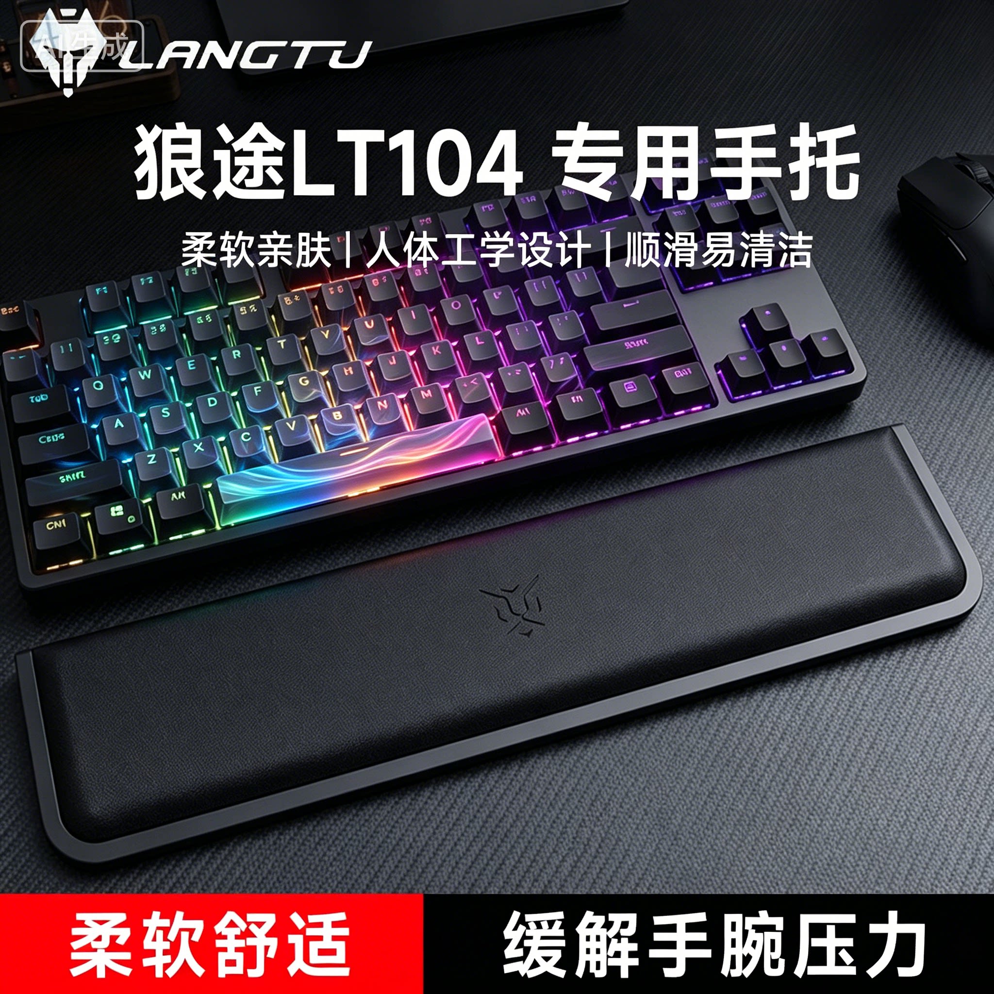 适用狼途LT104键盘手托手腕垫游戏专用办公记忆棉护腕掌托耐磨