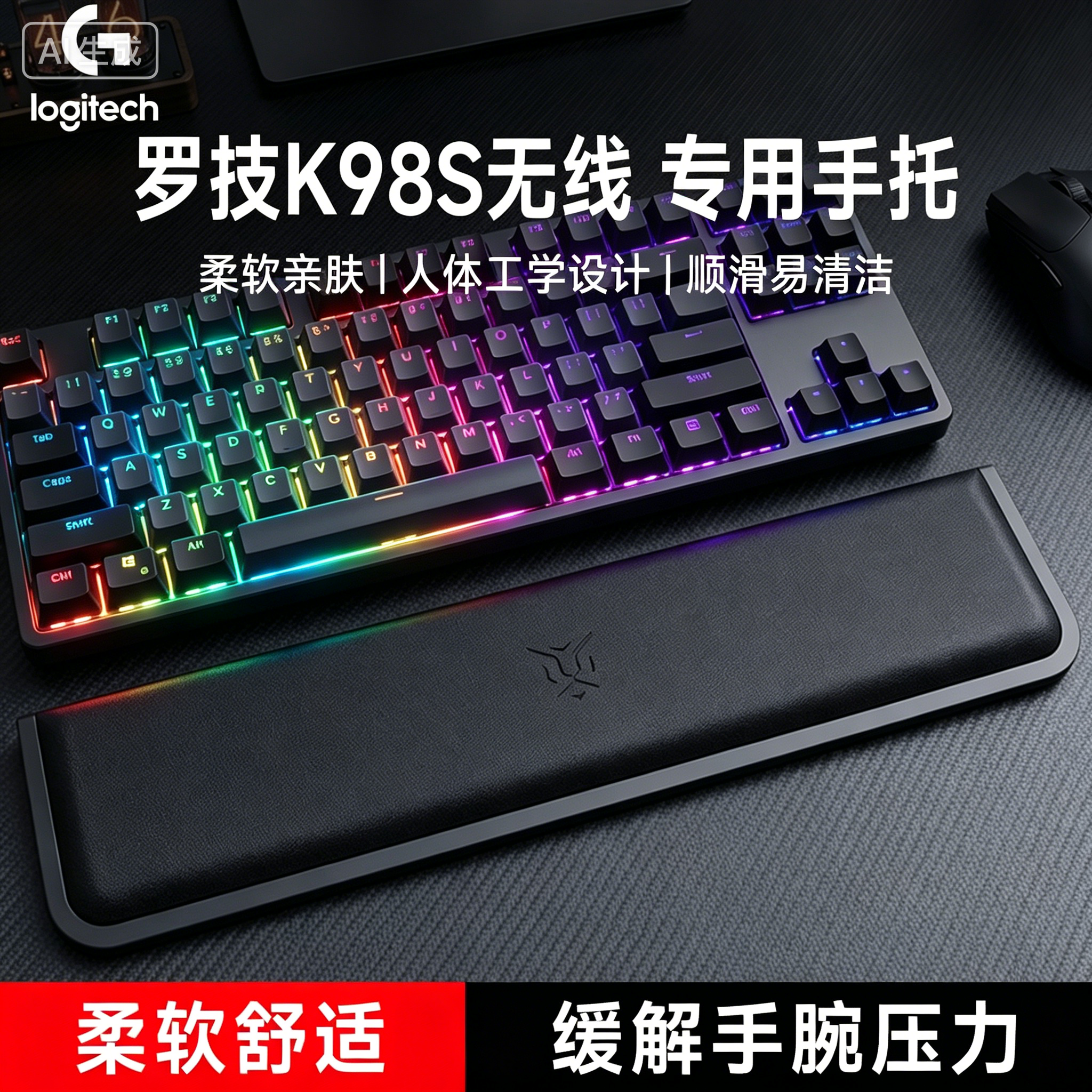 适用罗技K98S无线键盘手托手腕垫游戏专用办公记忆棉护腕掌托