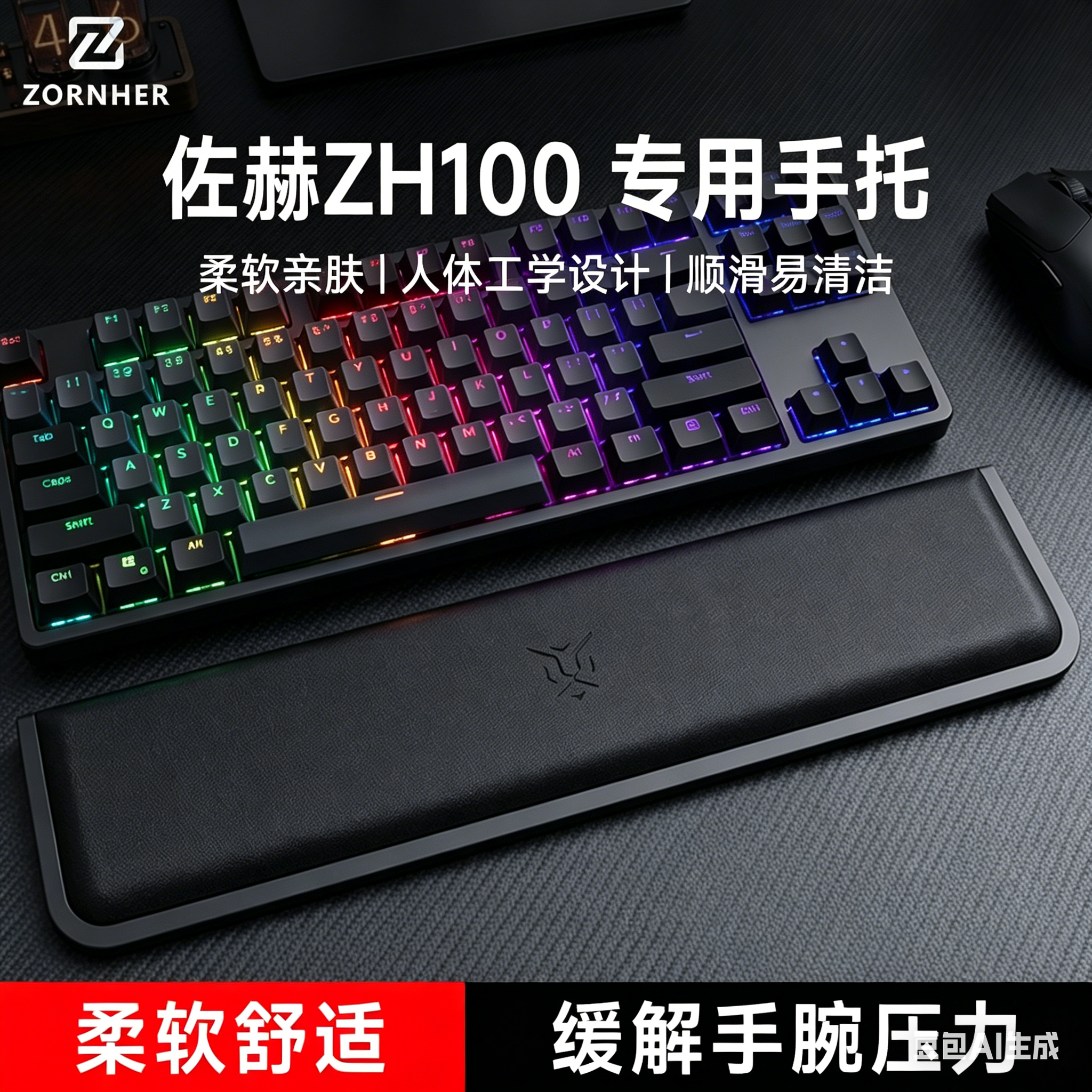 适用佐赫ZH100键盘手托游戏专用手腕托办公护腕垫一体式耐磨