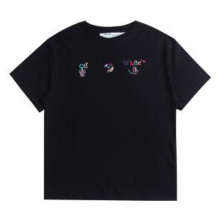 欧美潮牌OFF短袖男女宽松透气棉OW上衣套头圆领T恤WHIOS情侣款ins