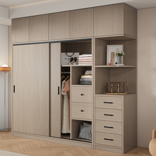 政府补贴2026家用卧室推拉门衣柜实木质出租房小户型实用柜子定制