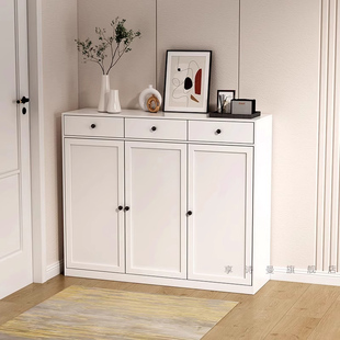 带抽屉钢制鞋柜家用门口入户落地阳台防尘金属鞋柜收纳铁皮收纳柜