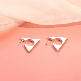 日韩925银针简约几个三角形C圈耳环女个性时尚小众设计冷淡风耳饰