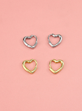 s925银桃心形爱心耳扣女2020新款潮气质高级感ins简约冷淡风耳饰