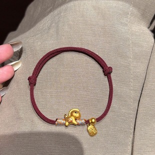 本命年红绳小马福牌编绳抽拉手链女新中式轻奢时尚潮流手环手饰