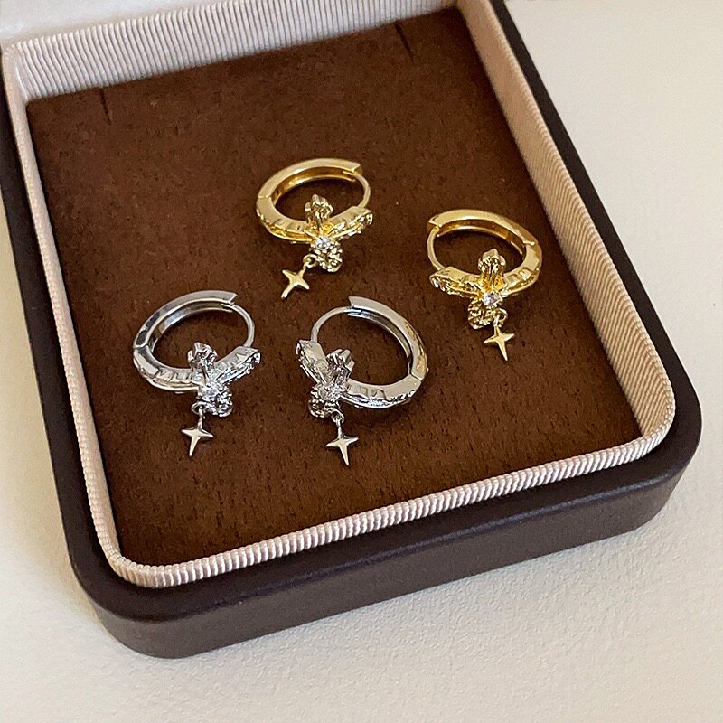 s925纯银针耳骨钉女边缘耳圈耳骨圈高级感十字架耳扣睡觉免摘耳钉
