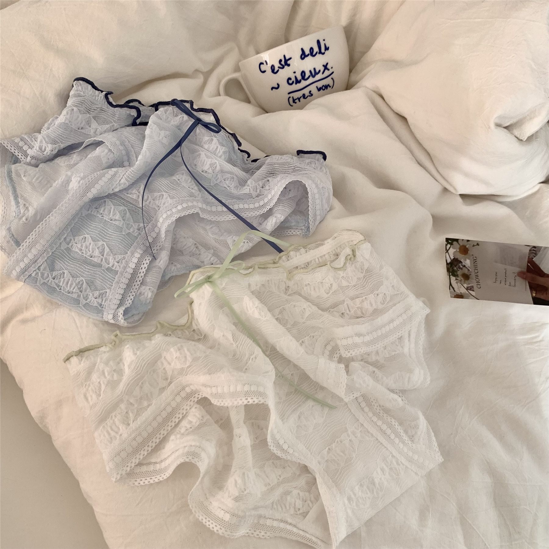 "甜品师的甜 动漫里的少女"【青春在线】日系荷花边小清新镂空