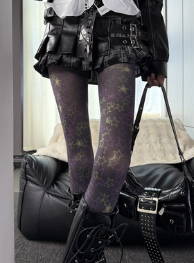 末日天文台·暗黑朋克风紫色星星印花连裤秋哥特辣妹y2k亚文化DF