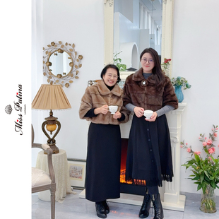 MP复古千金风软糯顺滑环保皮草短外套斗篷女秋冬时髦高级感五分袖