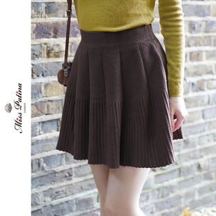 MP英伦复古 街头风百褶针织高腰A字半裙短裙百搭显瘦秋季新款
