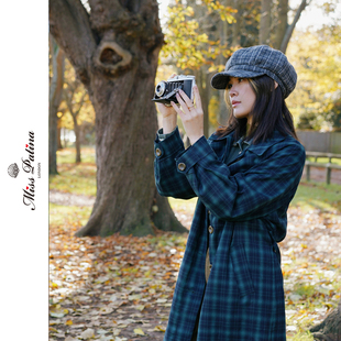 MP英伦复古学院风格子中长款风衣大衣外套