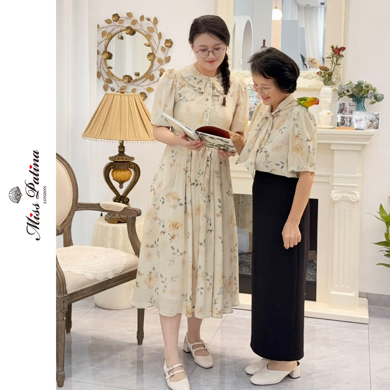 MP古典水彩玫瑰连衣裙