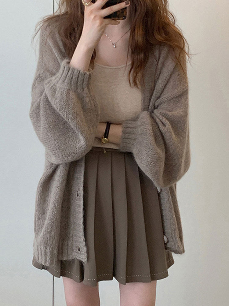 KNITTED CARDIGAN WOMENS THIN SPRING AND AUTUMN 2024 NEW LOOSE AND LAZY FOREIGN AIR SOFT AND GLUTINOUS SOFT AND COMFORTABLE SWEATER JACKET