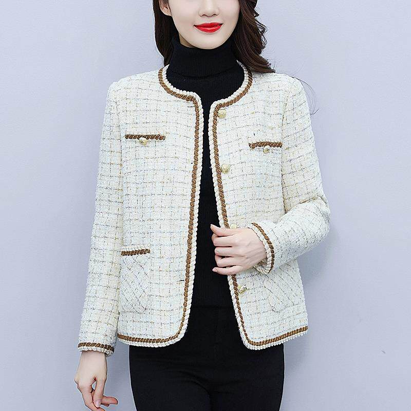 ROUMIKL小香风短款外套女2025早秋新款大尺码气质减龄粗花呢子长