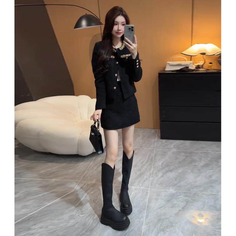 ROUMIKL小香风气质时尚套装女秋季新款小个子财阀千金短外套半身