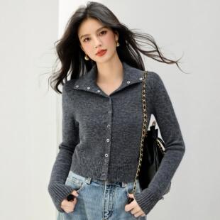 ROUMIKL高级感灰色针织内搭打底衫女士秋冬巨好看的独特漂亮加厚