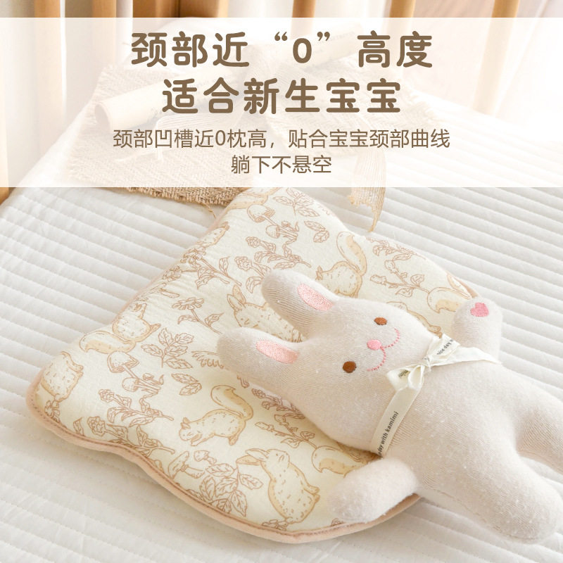 宝宝纯棉纱布枕头新生婴
