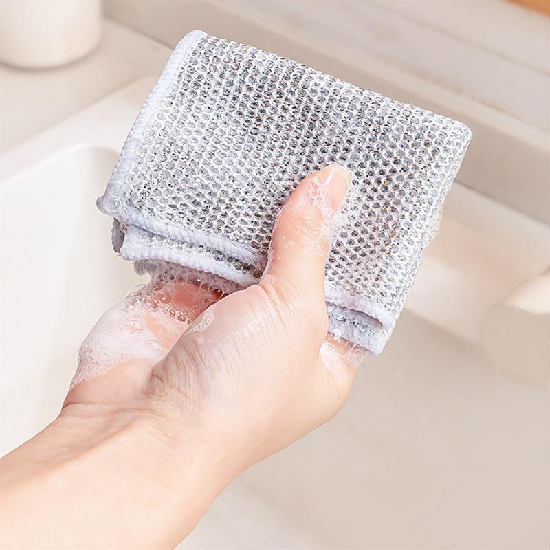 单层钢丝球抹布洗碗布厨房清洁专用加厚金属丝刷洗锅洗碗巾