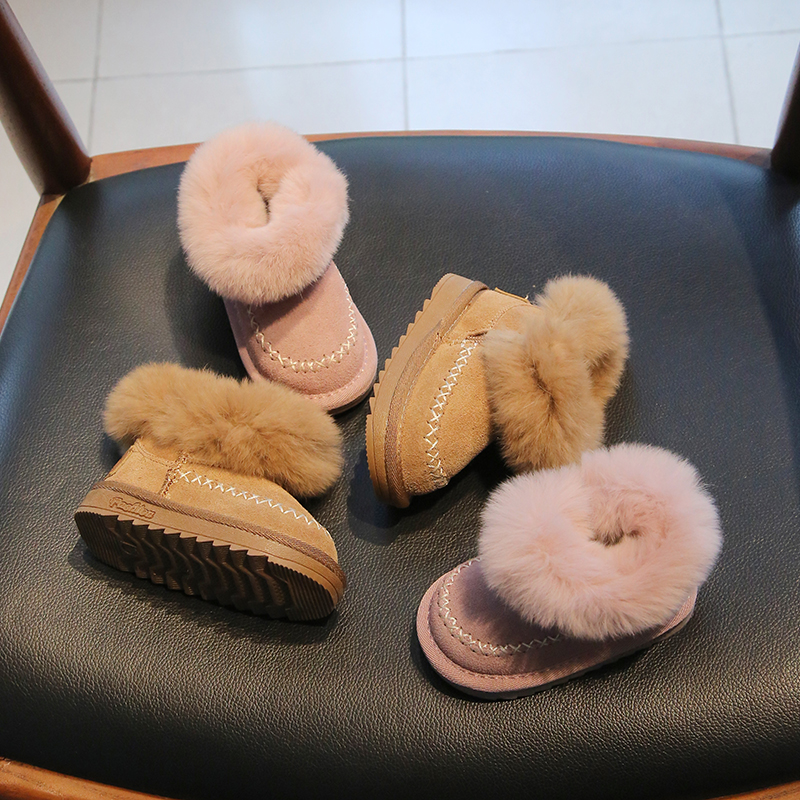 女童雪地靴真皮宝宝棉鞋