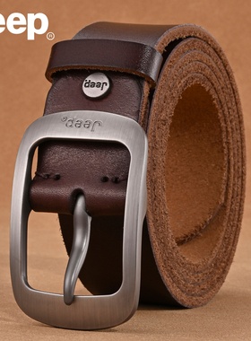 Jeep吉普真皮纯牛皮腰带男休闲手工皮带男真皮针扣正品复古裤带潮