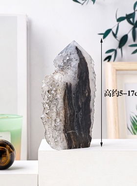 天然白水晶簇四面柱摆件原石矿标打磨水晶塔家居装饰能量石摆件