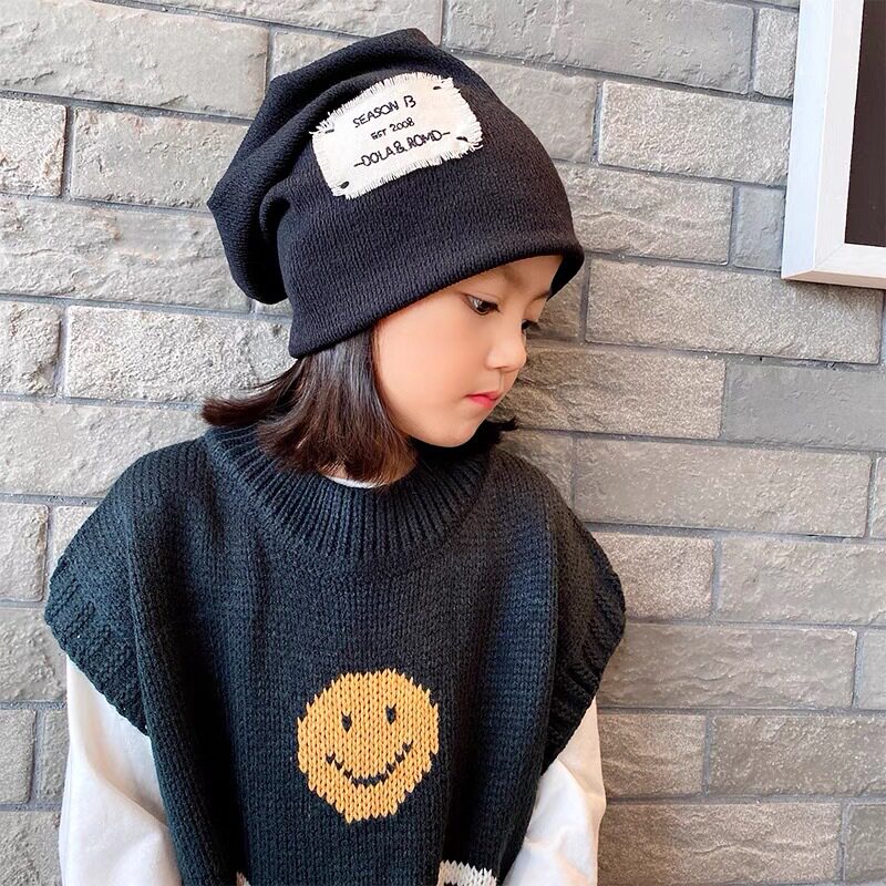 女孩堆堆帽女童帽子秋季单帽儿童中大童针织包头帽网红冷帽套头韩