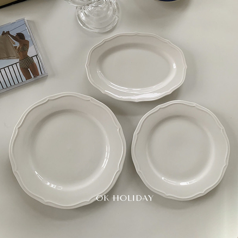 ins风复古浮雕线花边盘纯